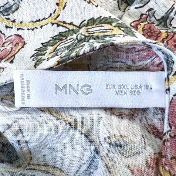 Mango Womens NWT Floral Print V-Neck Buttoned Linen-Blend Midi Dress Size 18 New - Picture 8 of 12